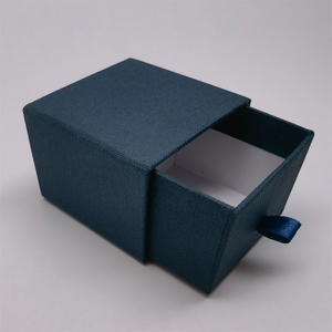 Drawer Box Double Wall Corrugated Carton Textured Fancy Paper Drawer Box With Pull Ribbon Handle For Jewelry