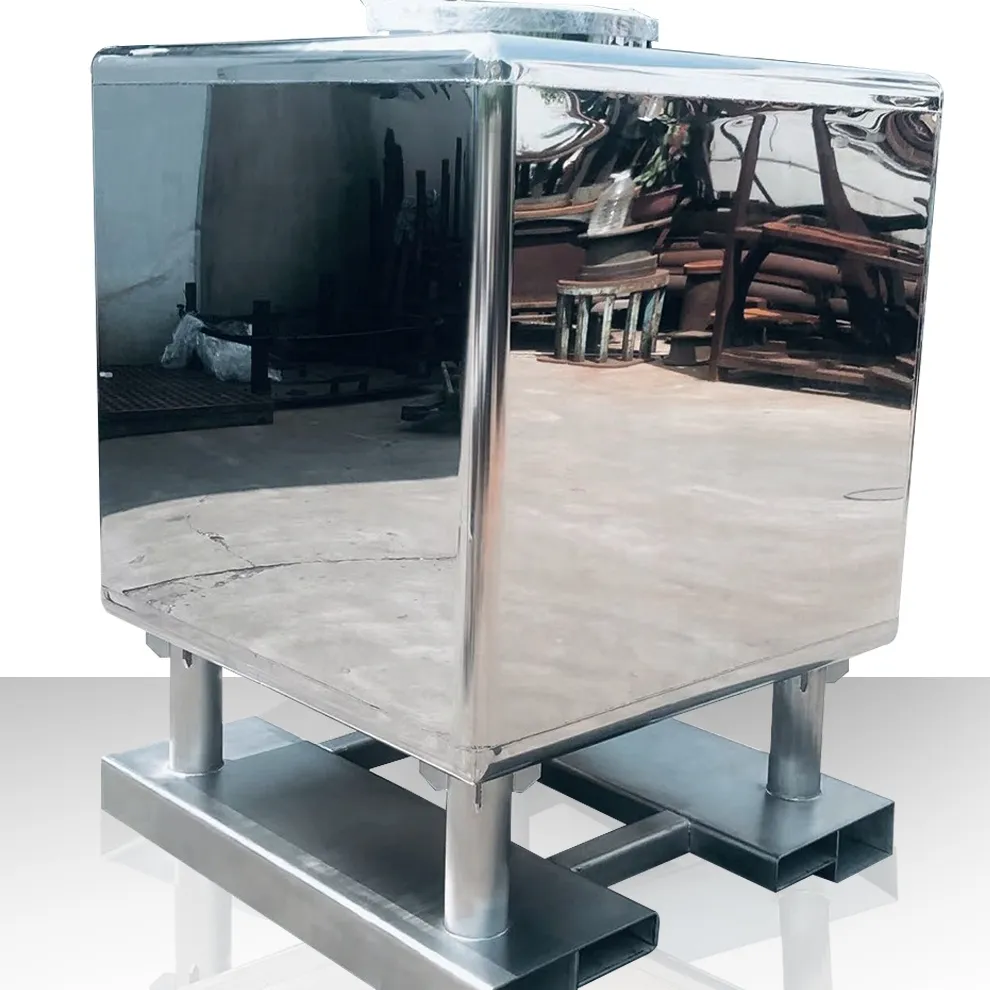 Tanque de almacenamiento de combustible diésel de agua cuadrada de acero inoxidable recipiente de almacenamiento de líquidos de 1000L