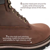 Botas de Trabajo de Cuero Resistentes al Agua para Hombre, Suela de Goma, Botas Industriales con Puntera de Acero, Zapatos de Seguridad Marrones, Botas de Seguridad S3