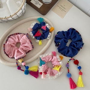 <span class=keywords><strong>Bolas</strong></span> decorativas con borlas para niñas, lazos grandes para el cabello <span class=keywords><strong>de</strong></span> Color sólido, coleta <span class=keywords><strong>de</strong></span> moda étnica dulce, accesorios para niños - Product Image 1