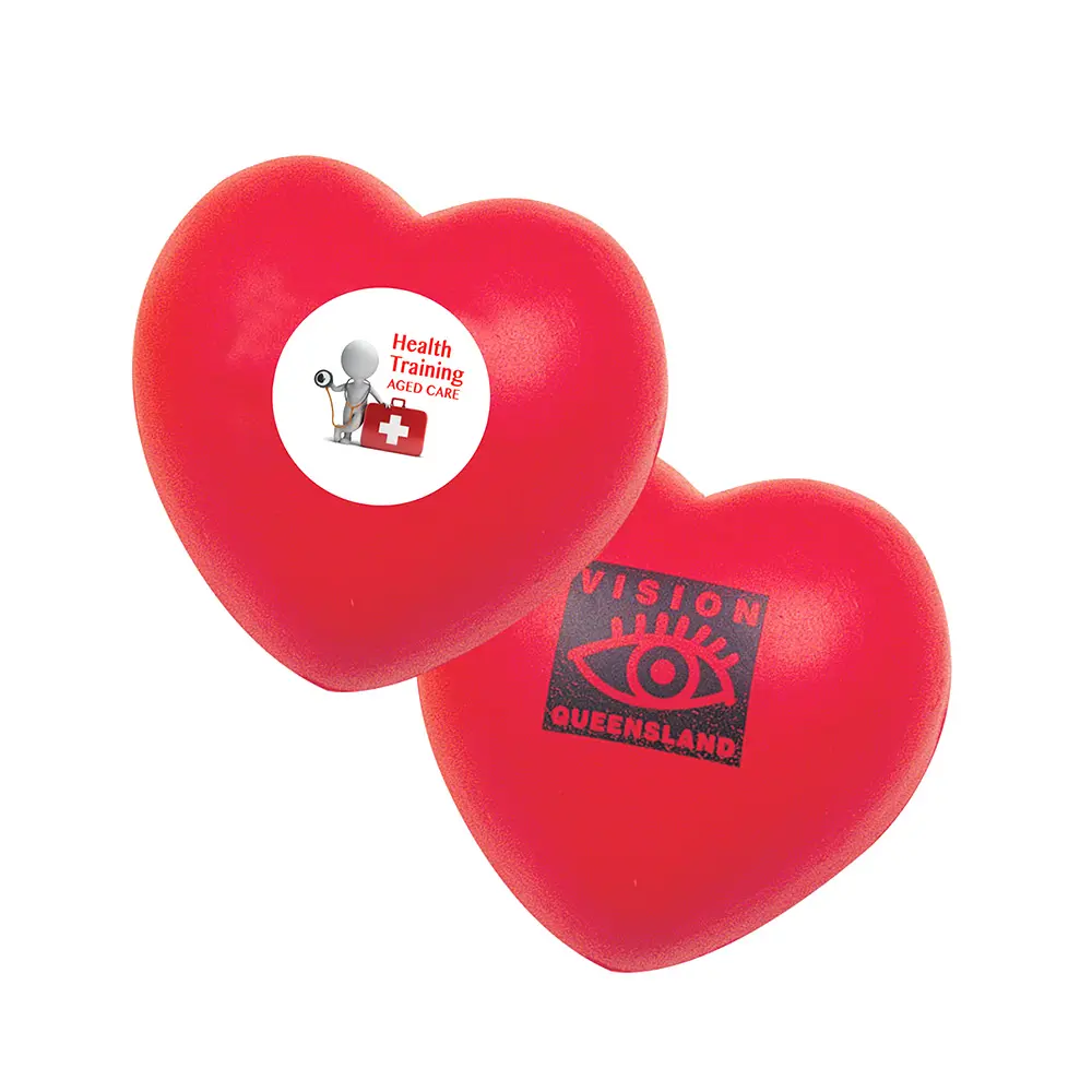Bulk cheap custom logo printed pu foam squeeze stress relief medical mini red heart shape stress ball