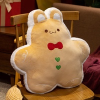 Lebkuchen-Hase Plüschkissen Weihnachts-Sofa Schlafzimmer-Deko Niedliches Hasenförmiges Keks-Stoffkissen für Feiertags-Geburtstagsgeschenk