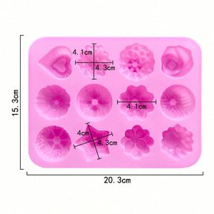Molde de Silicona Ecológico con Logotipo Personalizado, 12 Cavidades con Diferentes Formas de Flores, para Hacer Pasteles, Velas, Jabones y Resina, OEM/ODM - Product Image 2