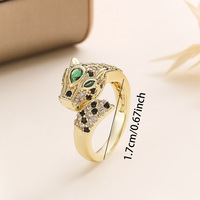 Bague étoile en zircon et pierre naturelle, style européen-américain, créative, distinctive, multi-couches, léopard, luxe léger, mode, passe-partout
