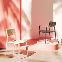Ensemble de mobilier de jardin en corde tressée pour cour, table et chaises, résistant à l'eau et aux UV, chaises de jardin en aluminium, direct usine