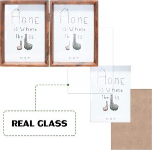 Cadre <span class=keywords><strong>photo</strong></span> double en bois rustique brun avec charnières, <span class=keywords><strong>verre</strong></span> de <span class=keywords><strong>d</strong></span>éfinition, 2 ouvertures verticales, à poser <span class=keywords><strong>sur</strong></span> un bureau ou une table - Product Image 3