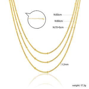 Collier tendance en acier inoxydable plaqué or PVD 18 carats, style hip-hop, à trois couches, avec pendentif perle punk, anti-ternissement, pour femme - Product Image 2