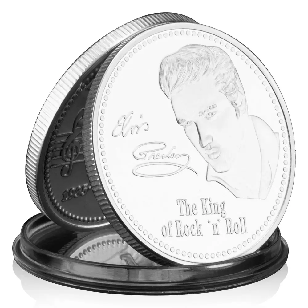 États-Unis chanteur Elvis Presley 1935-1977 Le roi du Rock "N" Roll argent plaqué Art pièce commémorative cadeau