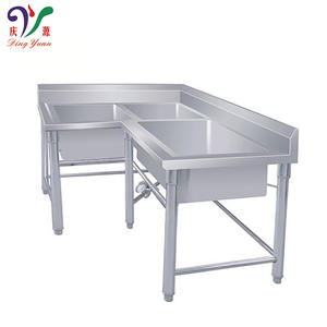 Fregaderos de lavado a mano industriales personalizados Hospital SUS 316 fregadero de esquina de acero inoxidable lavadero fregadero de 3 compartimentos con salpicadero - Product Image 1