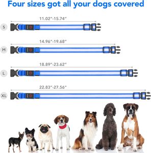 Electronic LED <b>Dog</b> Collar Adjustable Reflective <b>Lights</b> Nylon Solid Pattern Anti-Lost Avoid Car Accidents for <b>Dogs</b> - Product Image 5