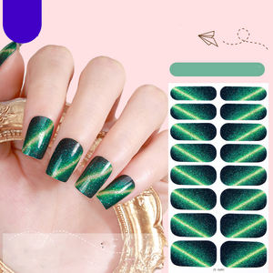 Pegatinas de Uñas de Gel Frescas y Brillantes, Pegatinas de Uñas Autoadhesivas con Diseño de Ojo de Gato Verde, Tema de Ensueño en Primavera y Verano - Product Image 3