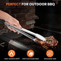 12'' RVS kooktang met houten handvat, vergrendelbare BBQ-tang voor houtskool, grill, meerdere maten, buitenkeuken gereedschap