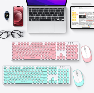 Ensemble clavier et souris sans fil TF770 rétro rose punk, 104 touches, connexion USB, étanche, accessoires de <span class=keywords><strong>bureau</strong></span> - Product Image 6