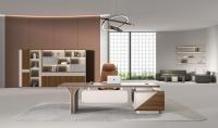 Bureau de direction moderne de luxe sur mesure de haute qualité avec panneau extensible et rangement, mobilier de bureau à domicile en bois