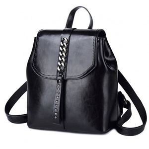 Fashion Women Anti-Theft Shoulder Handbag <b>Black</b> Genuine Leather <b>Backpack</b> Casual Bag - Product Image 1