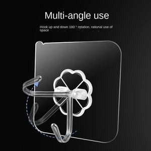 Wholesale Strong <b>Adhesive</b> Transparent Plastic <b>Hook</b> Non-Perforated Seamless Load-Bearing <b>Wall</b> Paste for Bathroom Kitchen Tools - Product Image 3