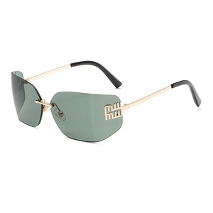 Luxury Rimless Cut Edge Women Sunglasses UV400 Protection Custom Curved Lens Fashion Designer <b>Eyewear</b> - Product Image 2