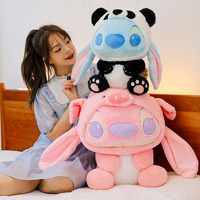Peluche Alien Bleu Rose Adorable en Forme de Panda, Monstre de Dessin Animé Doux, Poupée en Peluche Mascotte, Fournisseur en Gros
