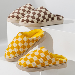 Unisex Checkerboard for Slippers Soft Winter Warm Plush Fur Anti-Slippery <b>Cushioning</b> for Home Indoor Use Wholesale for Autumn - Product Image 6