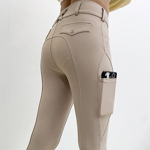 Ropa Ecuestre de Diseño Personalizado, Pantalones de Montar para <span class=keywords><strong>Mujer</strong></span> en Tela Reciclada, Breeches de Silicona Completa con Cierre, Leggings de Equitación - Product Image 1