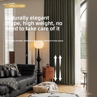 Cortinas Opacas de Chenilla de Algodón y Lino con Bordes Negros, Modernas, Elegantes, de Alta Gama, Personalizables, de Piso a Techo, para Sala de Estar/Dormitorio