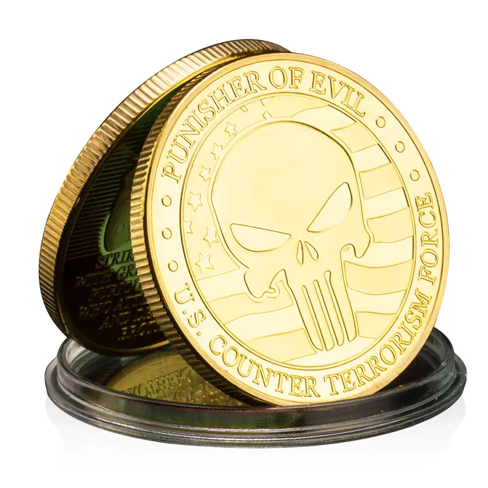 Punisher US Coanter-terrorism Force Souvenir Collectibles Gold Plated Honor Coin Commemorative Coin Challenge Coin