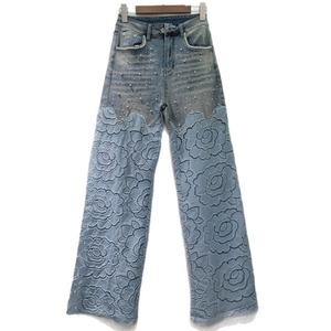 Pantalones Vaqueros Casuales de Moda para Mujer, Cintura Alta, Elásticos, con Perlas y Plumas, Desgarrados - Product Image 1