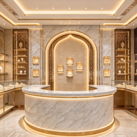Vitrine et comptoir de présentation de bijoux avec éclairage LED élégant, ensemble complet de meubles et de design d'intérieur pour les bijouteries