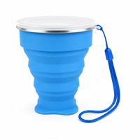 Gobelet pliable en silicone personnalisé, réutilisable, avec couvercle, pour le camping, la randonnée, les voyages, le sport, la bouteille d'eau potable
