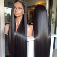 Peluca de Cabello Humano Liso Indio Virgen de 40 Pulgadas, Encaje Frontal HD 13x6, Densidad 150% 180% 250%, Proveedor Mayorista