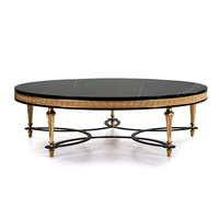 Table basse élégante classique européenne en bois de bouleau sculptée à la main Table centrale ronde pour meubles de salon