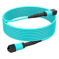 Cable de Conexión Multimodo OM3 de Baja Pérdida de 1m, MPO de 12 Núcleos, Tipo B, LSZH Aqua, para Redes 40G 100G QSFP QSFP28