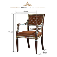 Fauteuil Chesterfield Yips LD-1906-1837, style européen, design moderne du milieu du siècle, en bois massif sculpté à la main, mobilier d'intérieur