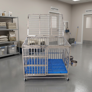 MT MEDICAL Vente en gros de cages pour chiens en acier inoxydable, robustes, à tubes carrés, pliables, pour usage intensif - Product Image 1