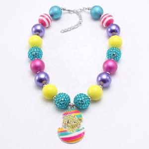 สร้อยคอเด็กรูปไข่อีสเตอร์สไตล์ยุโรปและอเมริกาชุดเพชรสร้อยคอลูกปัดสำหรับเด็กจี้การ์ตูนทำจากอัลลอย - Product Image 2