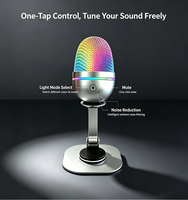 Microphone de bureau USB avec éclairage RGB GAM-LN08, support magnétique détachable, adapté aux jeux sur ordinateur et au streaming en direct