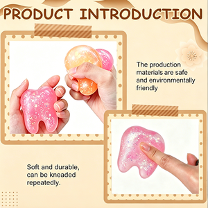 <span class=keywords><strong>Giocattolo</strong></span> Antistress Morbido a Forma di Dente in Gel Trasparente con Glitter Elastici e Paillettes Fluttuanti - Product Image 5