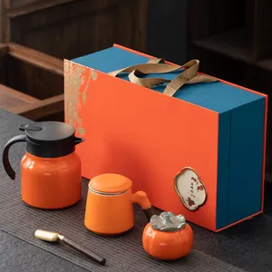 Style chinois traditionnel bureau maison ensemble en céramique service <span class=keywords><strong>à</strong></span> thé ensemble cadeau d'entreprise pour collègues employés nouveauté souvenirs cadeaux - Product Image 1