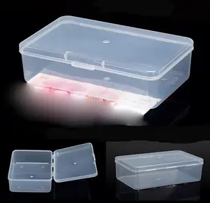 Маленький прозрачный прочный пластиковый упаковочный ящик из ПП, квадратный ящик для хранения с откидной крышкой для упаковки