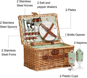 Panier de pique-nique personnalisable en osier blanc, tressé, rectangulaire ou carré, idéal pour les paniers-cadeaux de Pâques – Fabrication chinoise à prix abordable - Product Image 2