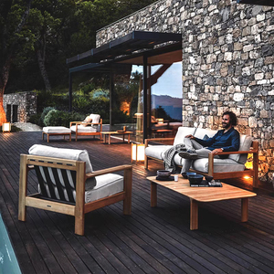 Sofá de Terraza para Crucero, Impermeable, con Protección Solar, para <span class=keywords><strong>Jardín</strong></span>, Patio, Conjunto de Muebles de Teca, Estilo Pastoral - Product Image 2
