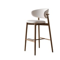 Tabouret de Bar Vintage en Cuir de Style Wabi-Sabi en Bois de Frêne pour la Maison