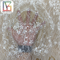 Nouvelle Arrivée Tissu en Dentelle Française Perlée et Pailletée, Dentelle Chantilly, Tissu Perlé, Dentelle Cils pour Robe de Bal et Robe de Mariée