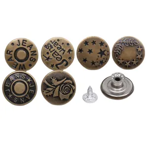 工場真鍮銅金属カスタムメタルロゴボタン手をしっかりと刺さないでください簡単ではない秋ゴールドジーンズボタン