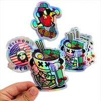 Autocollants décoratifs 3D holographiques découpés en vinyle épais avec logo personnalisé pour lunettes, bagues, boucles d'oreilles, adhésif puissant, design transparent