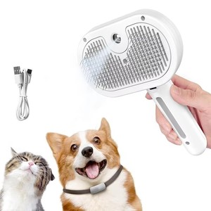 แปรงขนแมวสองด้านแบบขายส่ง ปรับแต่งได้ ด้ามจับยาว พกพาสะดวก หวีสัตว์เลี้ยงพลาสติก กดปุ่มเดียว กำจัดขนสุนัข ปลอดภัย ไม้สแตนเลส - Product Image 1