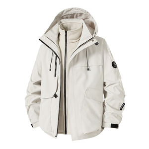 Outdoor 3 In 1 Windproof Jacket Unisex Workwear Uniform Customizable With Logo Printing For Corporate Employees - Product Image 3