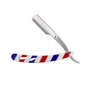 Maquinilla con hoja de afeitar plegable profesional de acero inoxidable, herramienta de afeitar de seguridad para barba con soportes rectos para maquinilla de afeitar de peluquero diseñados para hombres - Product Image 2