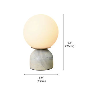 Lampe de table minimaliste pour chambre à coucher, éclairage de chevet, base en marbre naturel, globe en verre opale, lampe de table décorative Sylas en marbre - Product Image 5