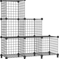 Étagère de rangement pliable en métal à quatre niveaux sans perçage, sur pied, en noir et blanc, pour le salon